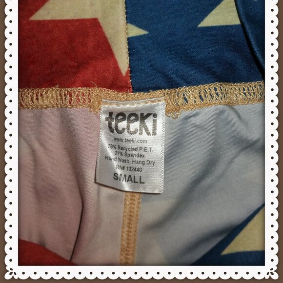 teeki  NWT  Women’s Leggings Star Novelty Print Athleisure 4th Of July Size S - Picture 4 of 6